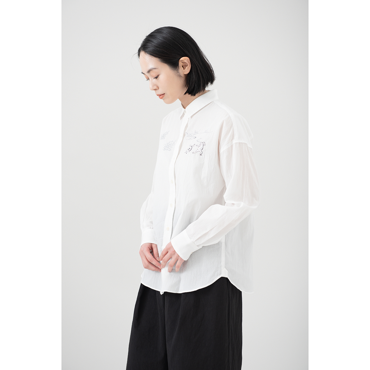 KY17-680A／ドビーシャツ[播州織]／蛙と兎の相撲