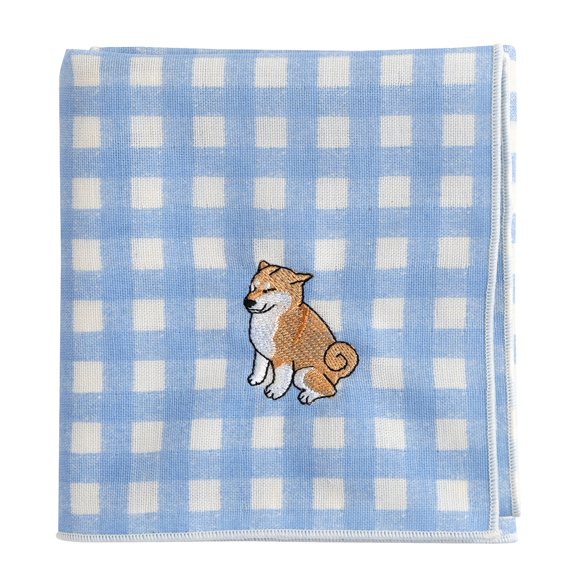 KY28-1158／ガーゼハンカチ／風が強い柴犬／【6枚までゆうパケット可】
