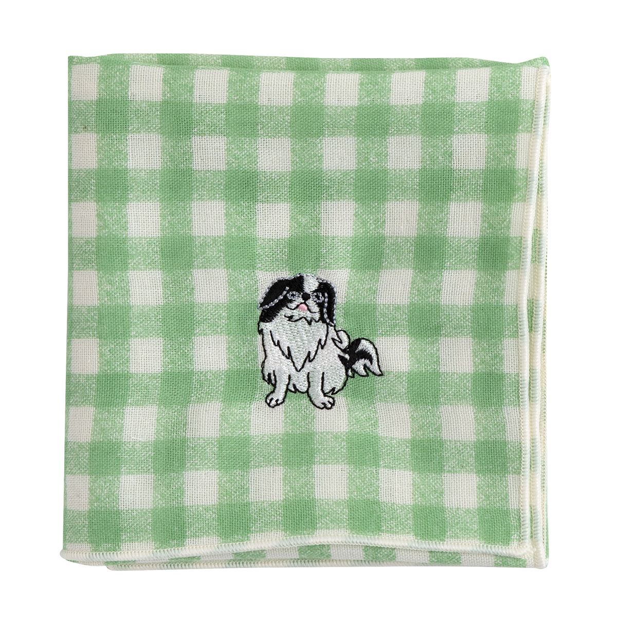 KY28-1163／ガーゼハンカチ／狆／【6枚までゆうパケット可】