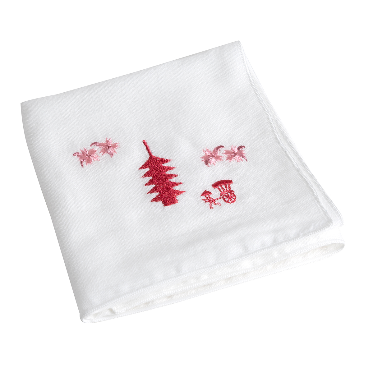 KY28-956／ガーゼハンカチ／桜と人力車／【6枚までゆうパケット可】