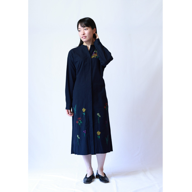 スタンドカラー　キッズシャツ　大人用ワンピース mizuiroind ワンピース mizuiro ind レースミックススタンド