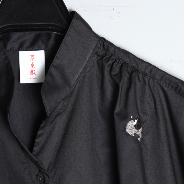 KY17-767B／フレンチスリーブシャツ(黒)／犬