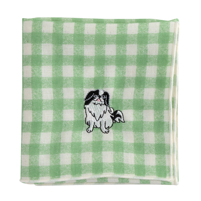 KY28-1163／ガーゼハンカチ／狆／【6枚までゆうパケット可】