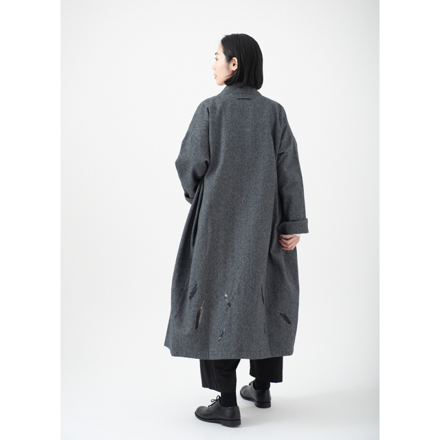KY29-834G/ロングコート(グレー)/からすの羽根