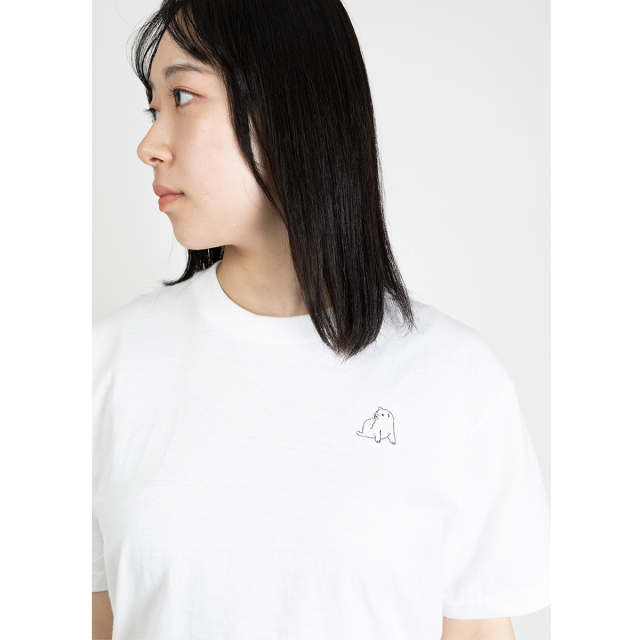 ぽち様 Tシャツ 白、ブラウンC ぽち様 Tシャツ 白、ブラウンC