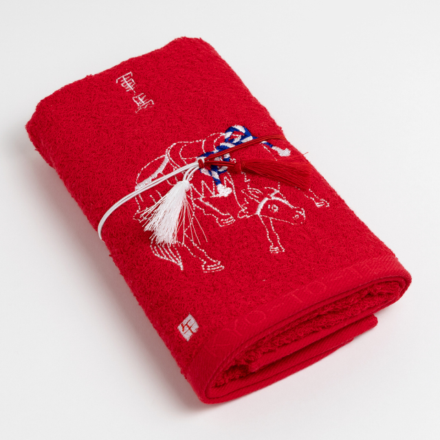 KY72-1218／フェイスタオル／軍馬（赤）