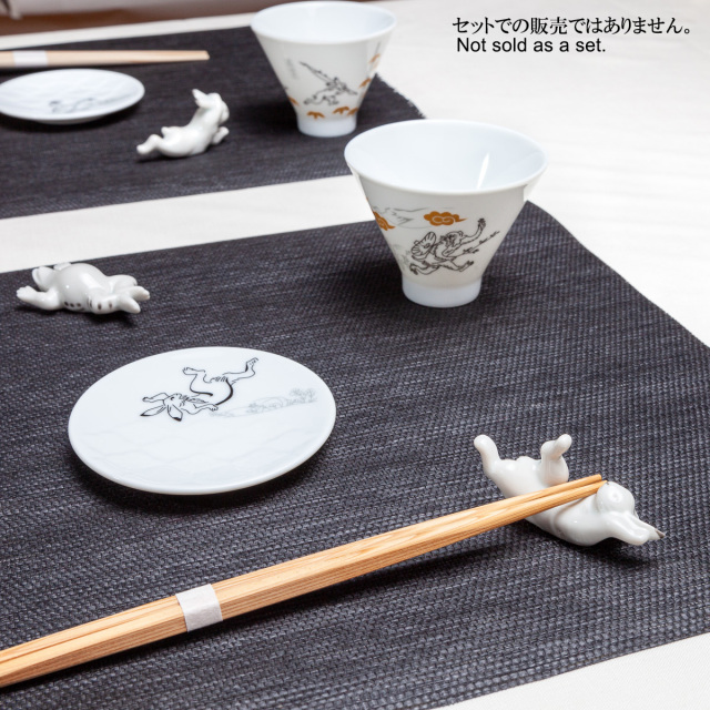 煎茶 染付 蛙 題詞 碗 五件 雅(K-LC760) 煎茶 染付 蛙 題詞 碗 五件 雅(K-LC760)