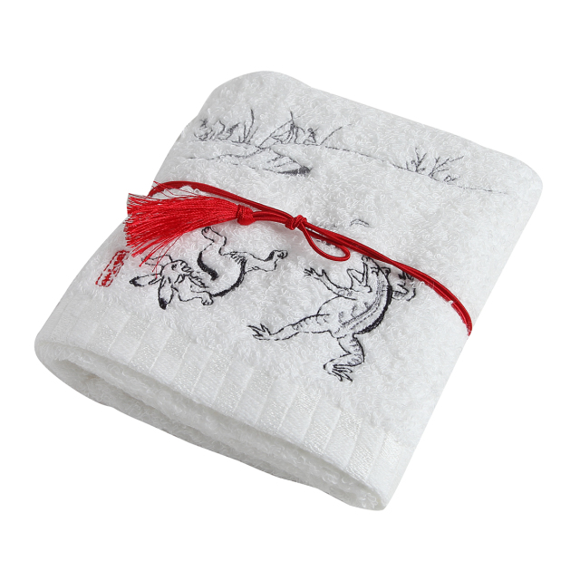 KY95-680／ハンドタオル／蛙と兎の相撲