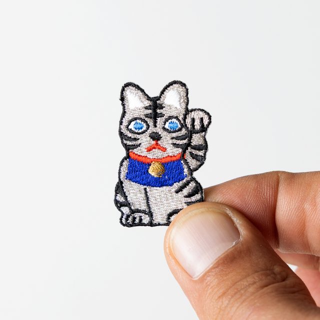 KYWS-162S／ワッペン／招き猫(銀)／【ゆうパケット可】