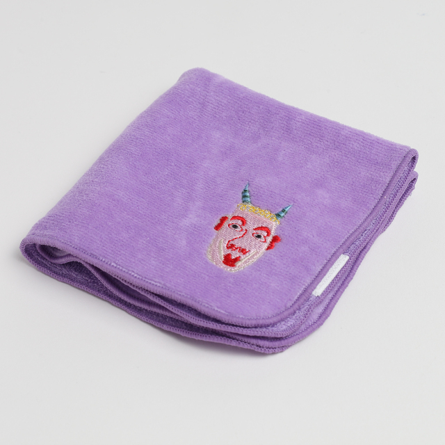 MZ68-019／タオルハンカチ／「鬼の面」小笹 逸男／【6枚までゆう