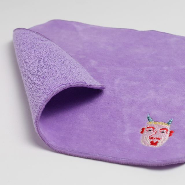 MZ68-019／タオルハンカチ／「鬼の面」小笹 逸男／【6枚までゆう