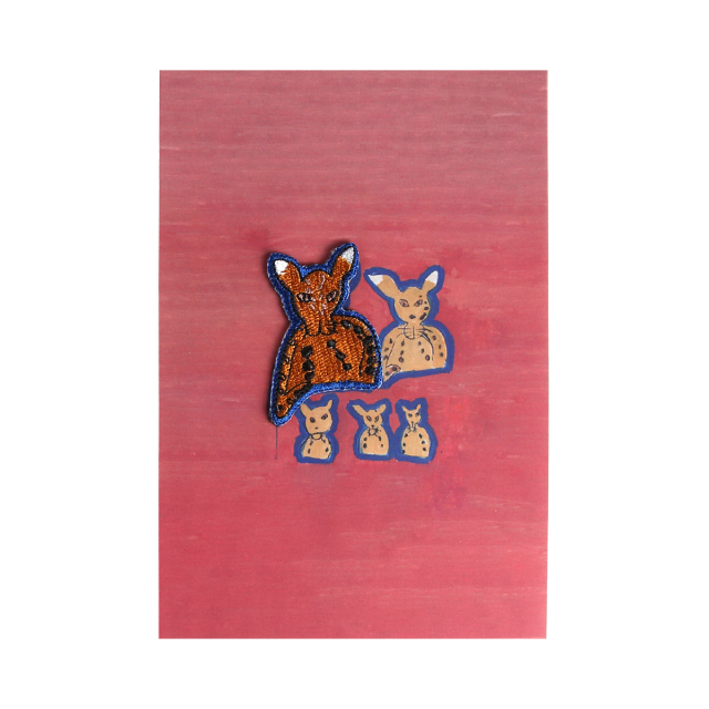 MZW-002／ワッペンはがき／「サーバルキャットの親子」小笹逸男