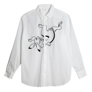 KY19-680AW／メンズシャツ[オーガニックコットン]／転がる兎(白)