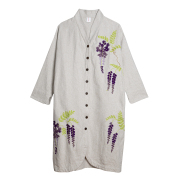 KY29-1079／ロングコート（オフ）／藤とホトトギス