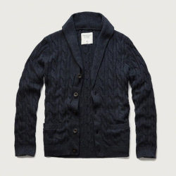 アバクロ Abercrombie＆Fitch アバクロンビー＆フィッチ カーディガン：Cable Knit Shawl Cardigan - Navy