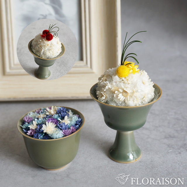 【送料無料】【即日発送・枯れない花】プリザーブドフラワーのお供え花 ごはん（仏飯）とお水