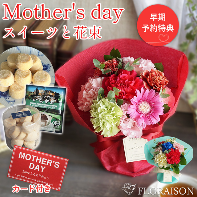母の日早割【送料無料】【母の日・花とスイーツ】スタンディングブーケとクッキーセット