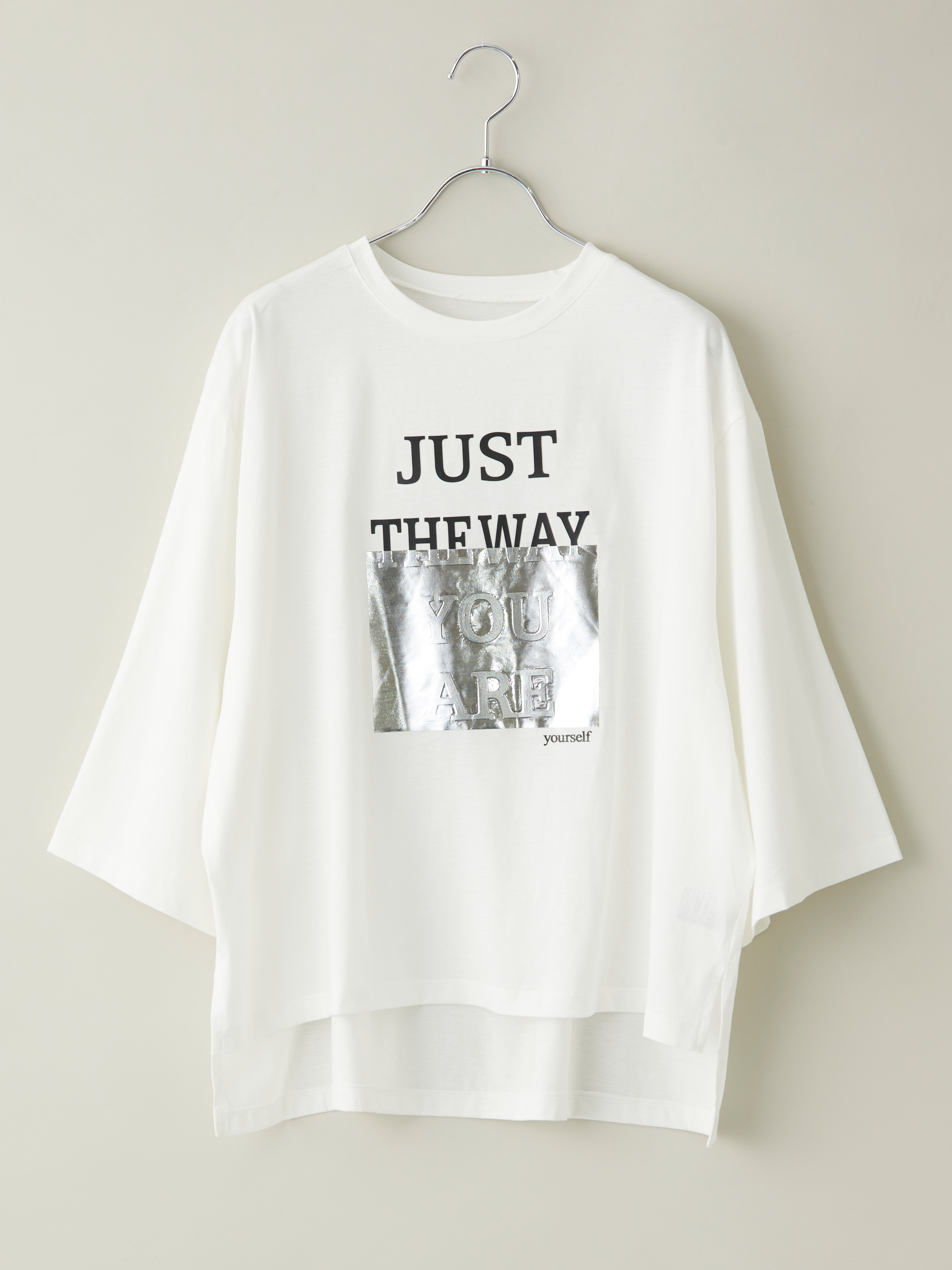 英字ロゴシルバープリント七分袖Tシャツ la primavera online store