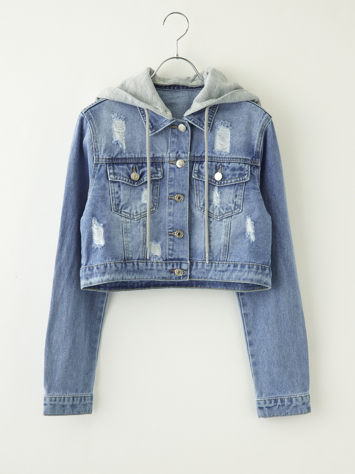 フード付きダメージデニムジャケット la primavera online store
