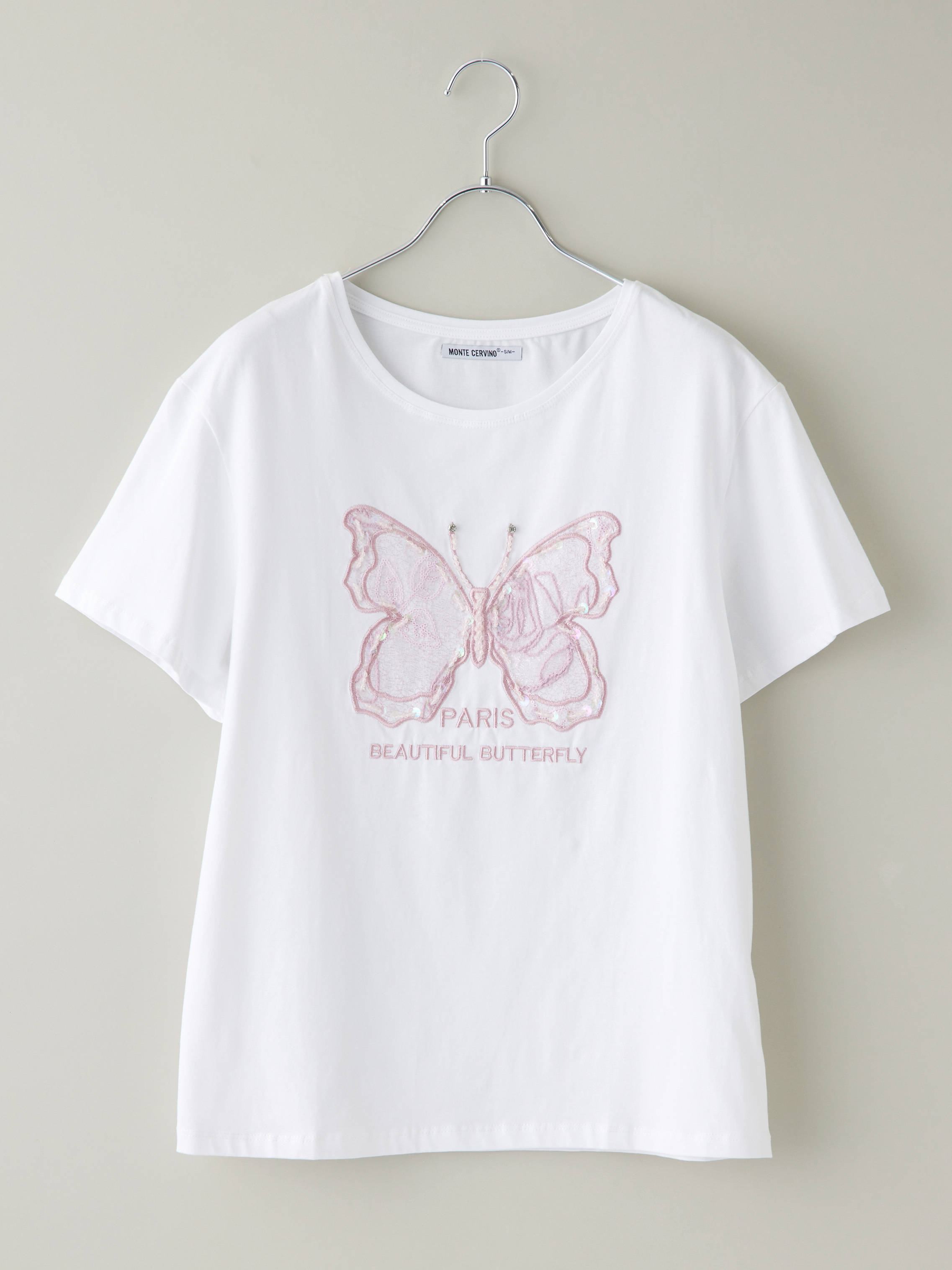 新品【Reneルネ】ホワイトロゴてんとう虫刺繍フード付きボレロ36 ビジュー付き蝶刺繍プリントTシャツ la primavera online store
