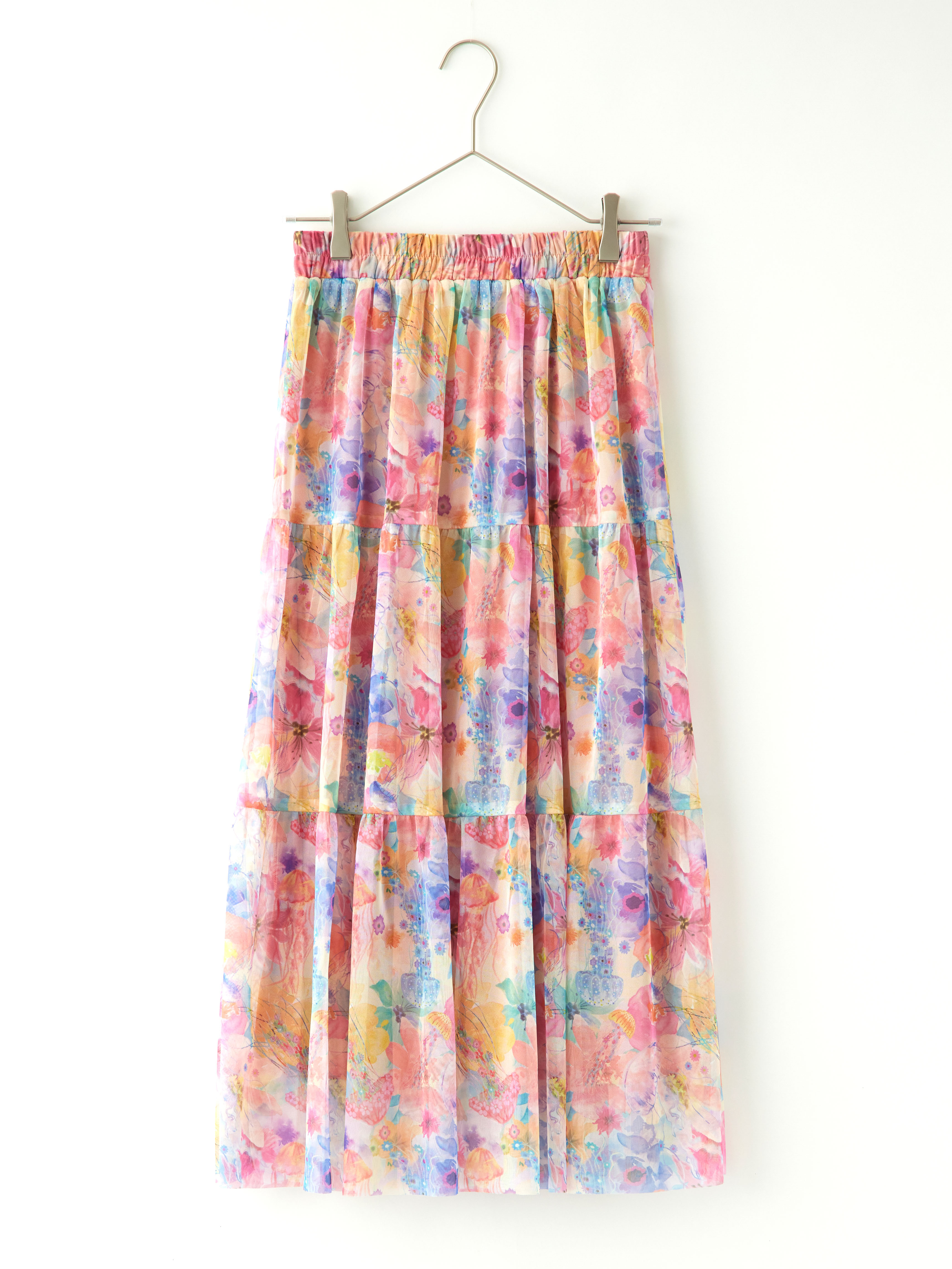 花クラゲ柄チュールティアードスカート la primavera online store