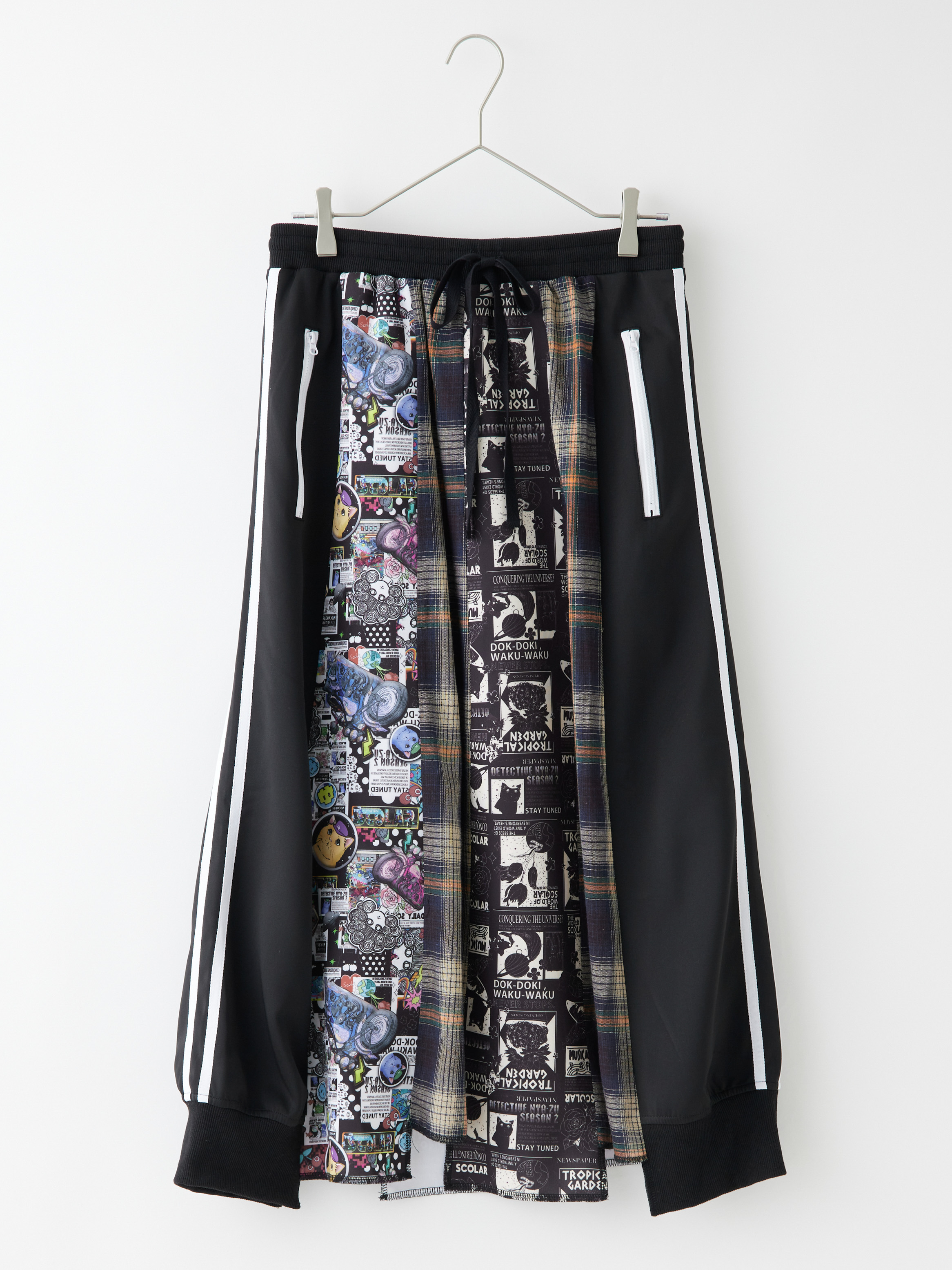 サイドラインチェック×コラージュ切替ジョガースカート