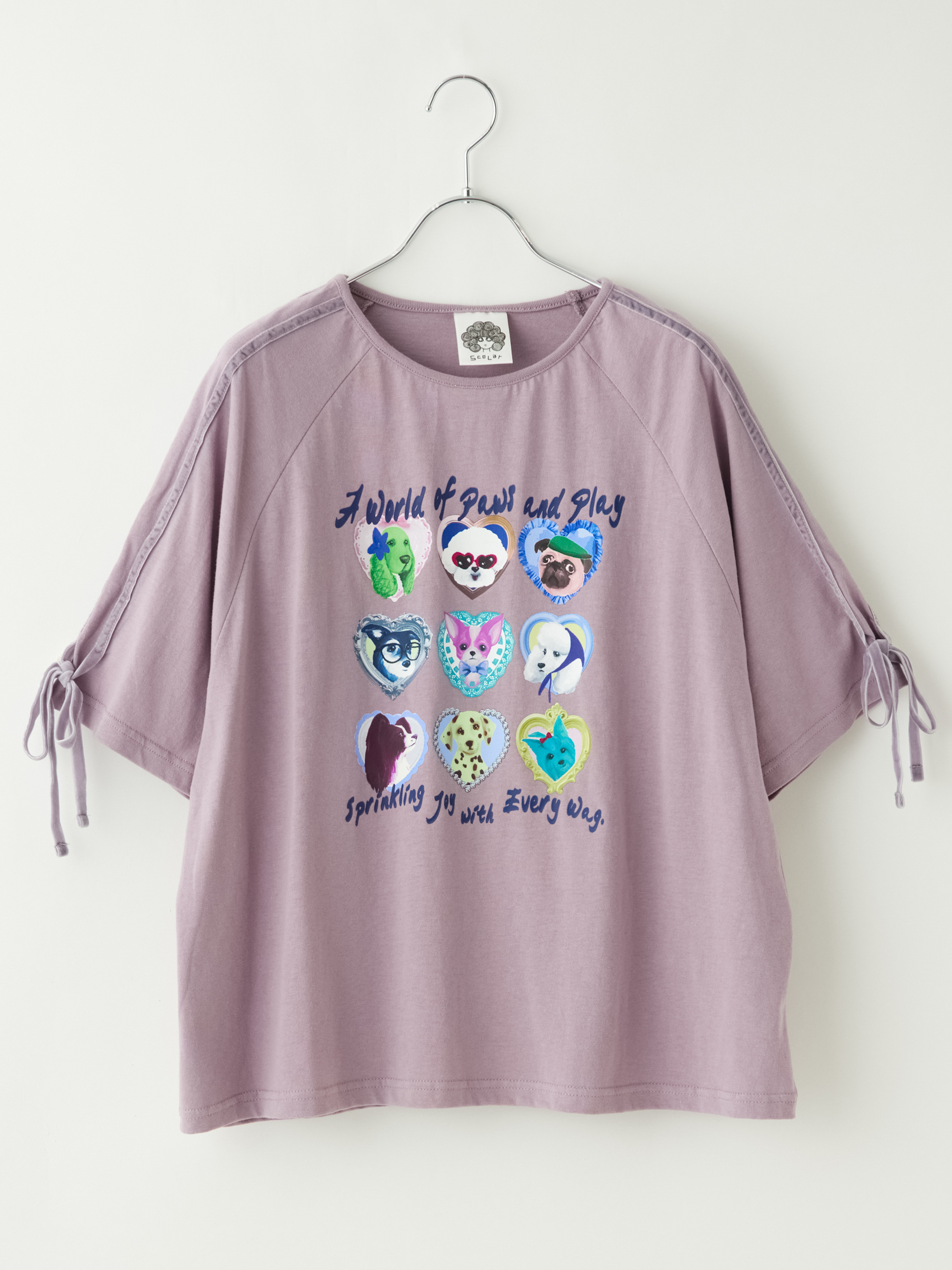 ベロアラインDOGプリントTシャツ