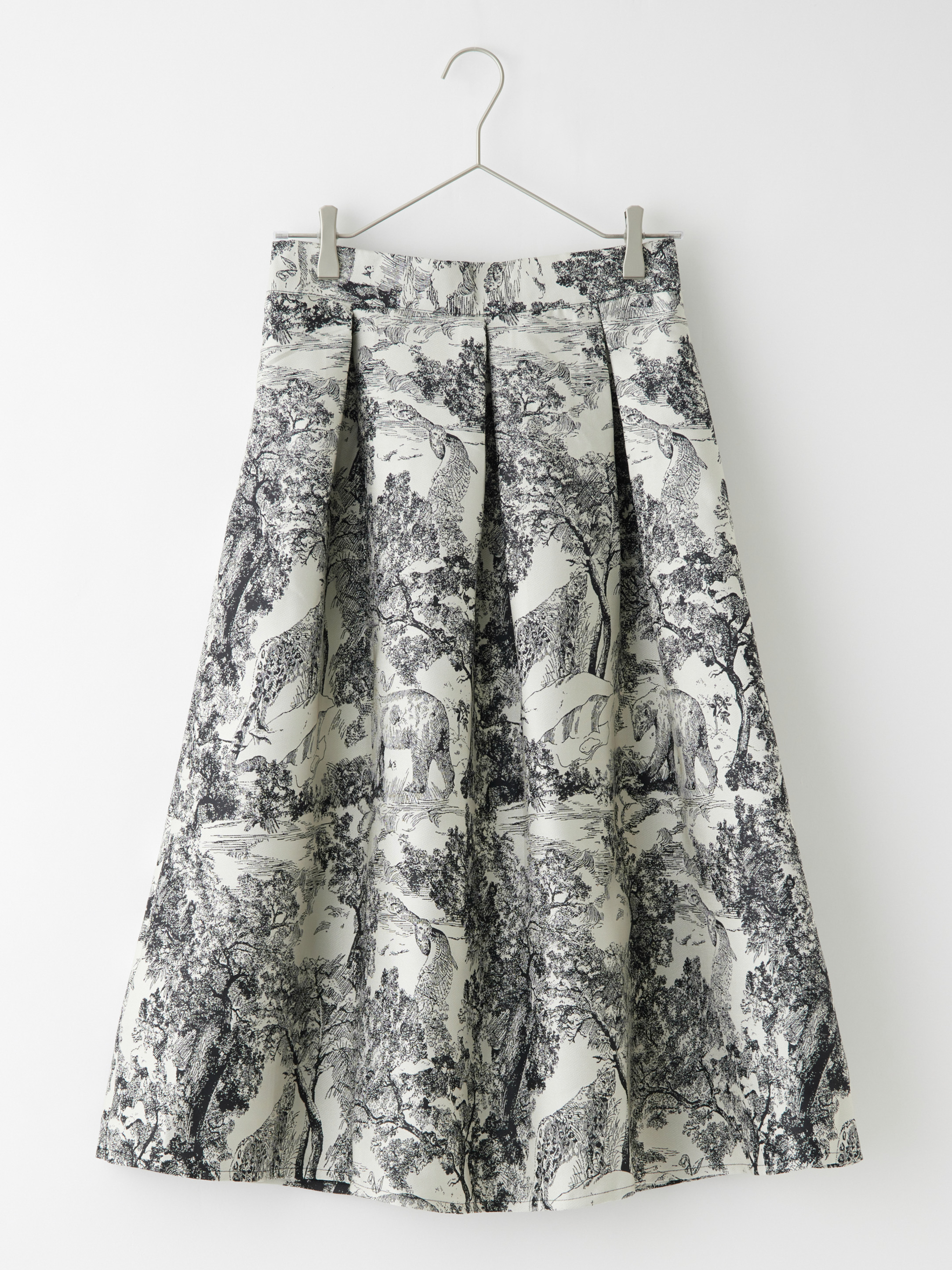 ジャガード織りアニマルフォレストタックフレアスカート la primavera