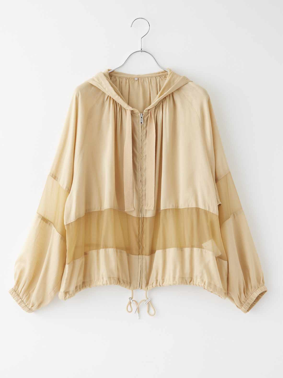 【おしゃれ】 DELPOZO】オーガンジー切替 トップ クロップド シアー トップス