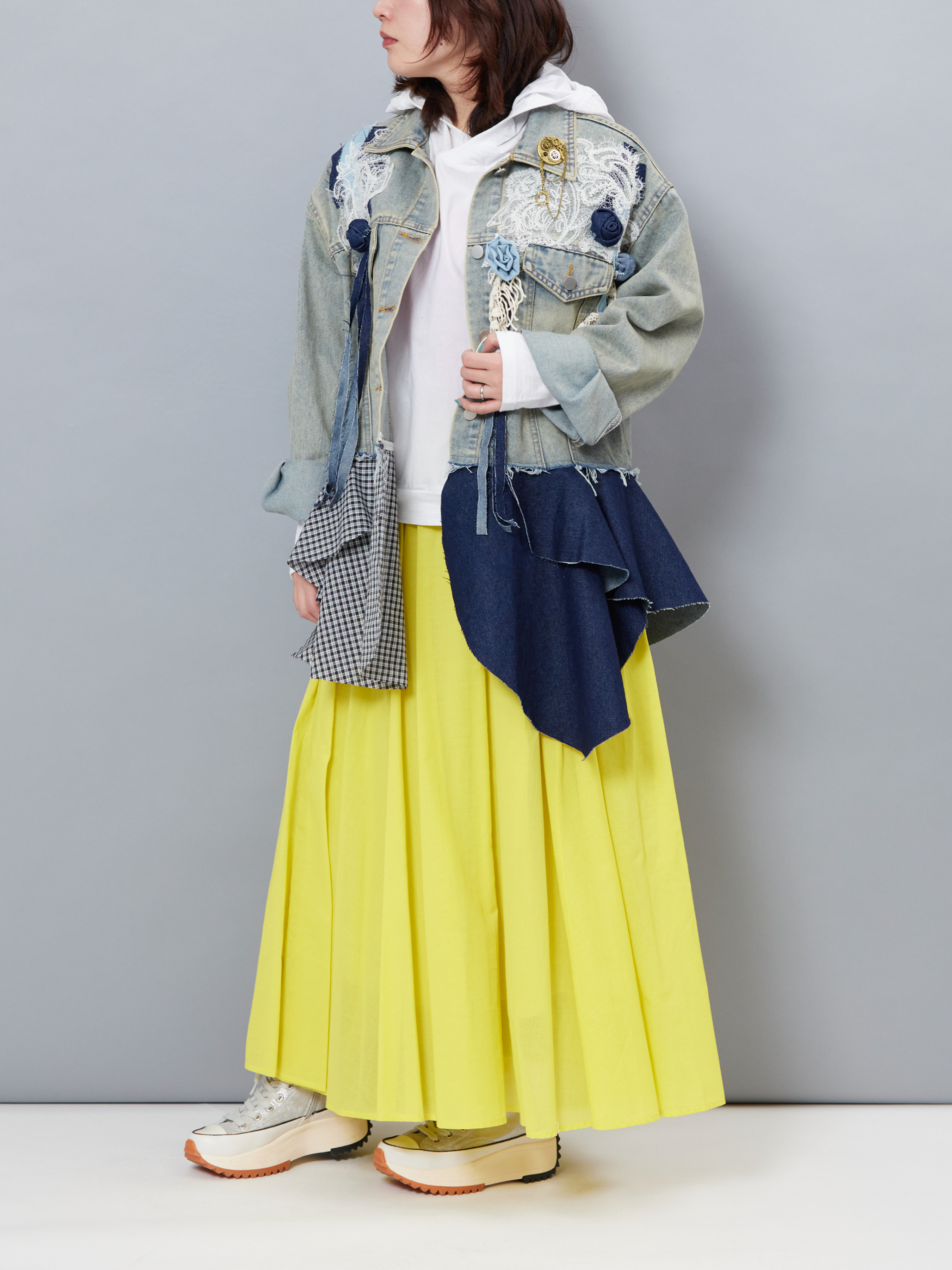 レースモチーフフリルデコデニムジャケット la primavera online store