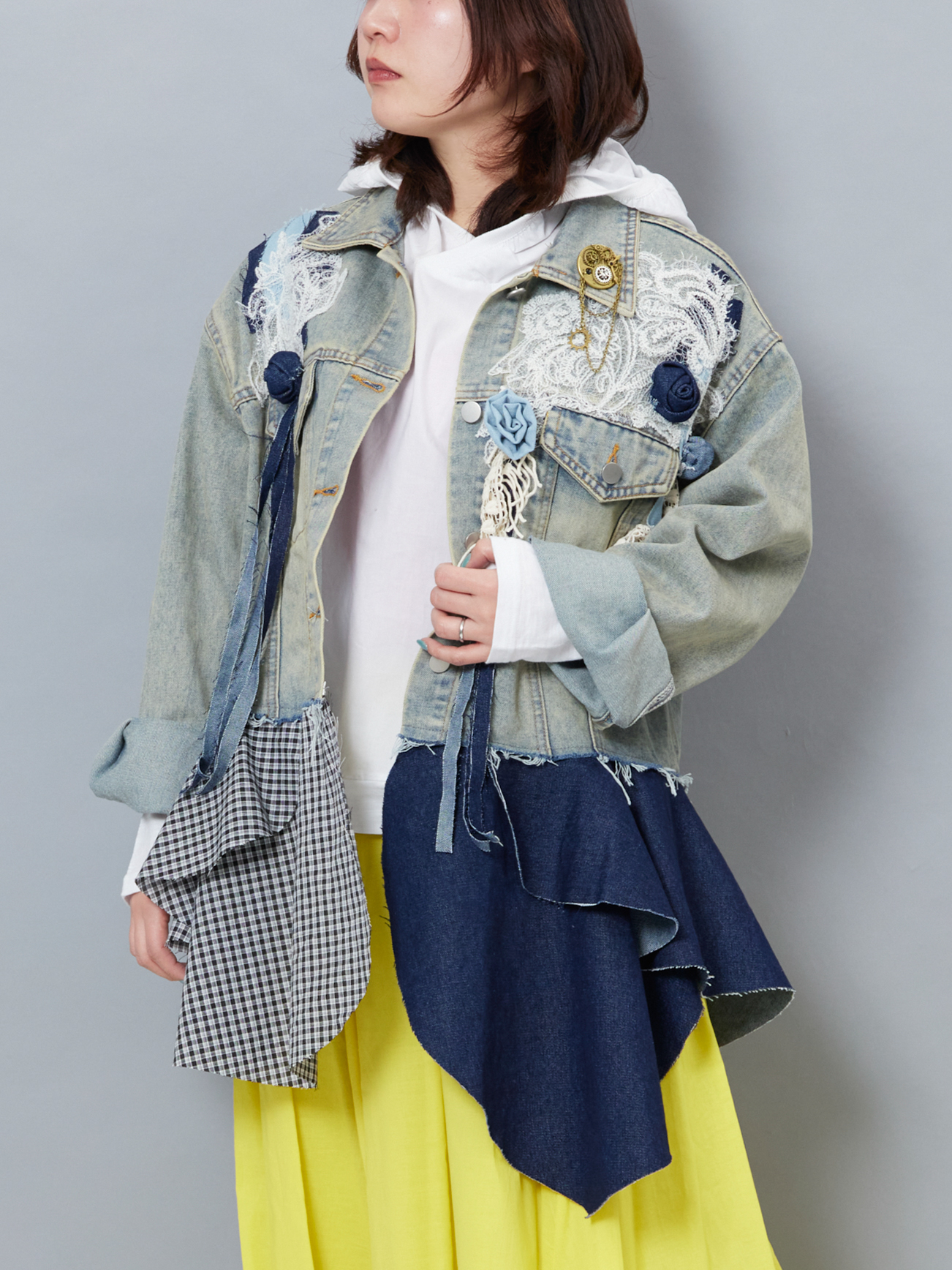 レースモチーフフリルデコデニムジャケット la primavera online store