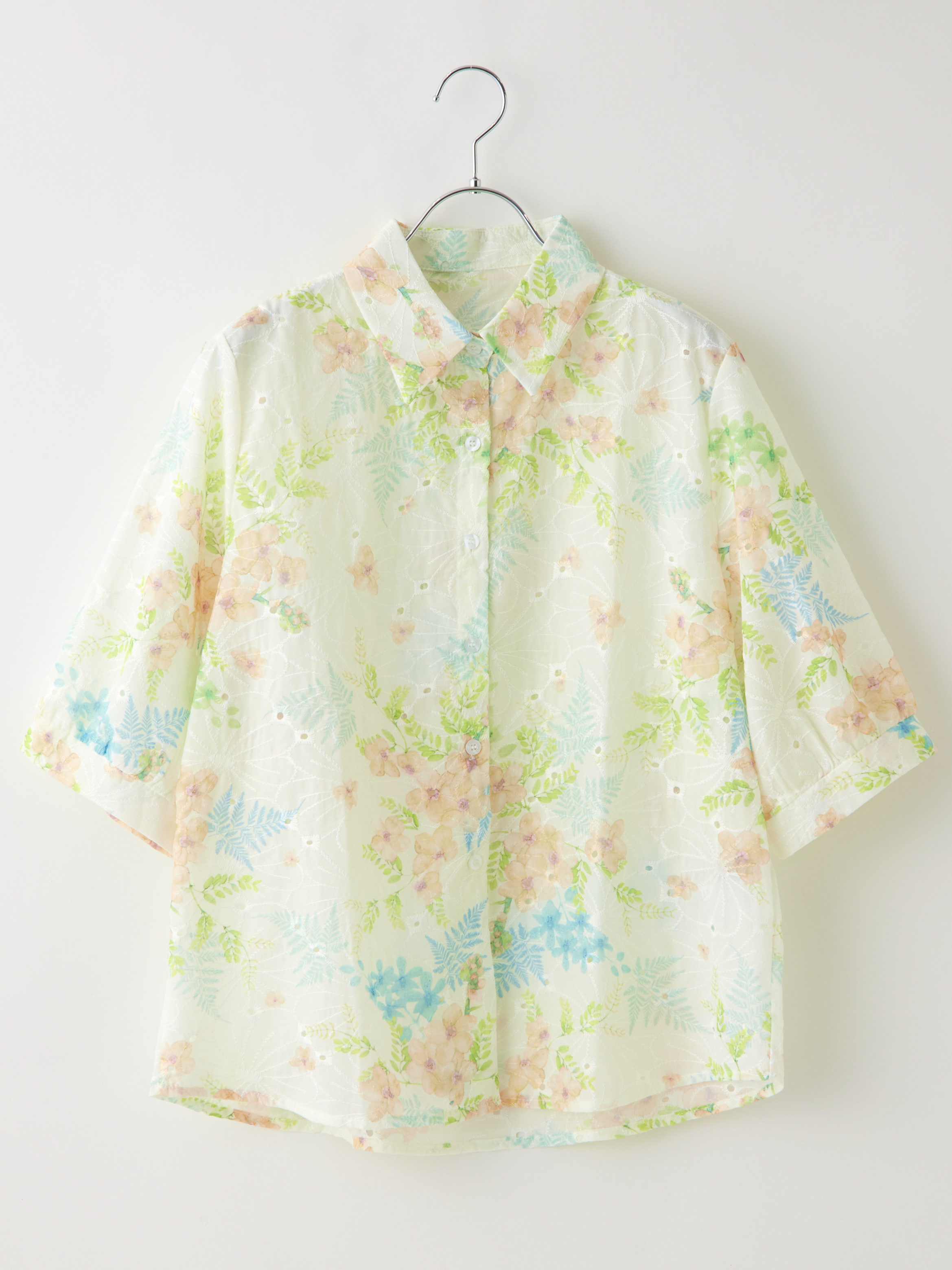 フラワープリント刺繍バルーンスリーブブラウス la primavera online store