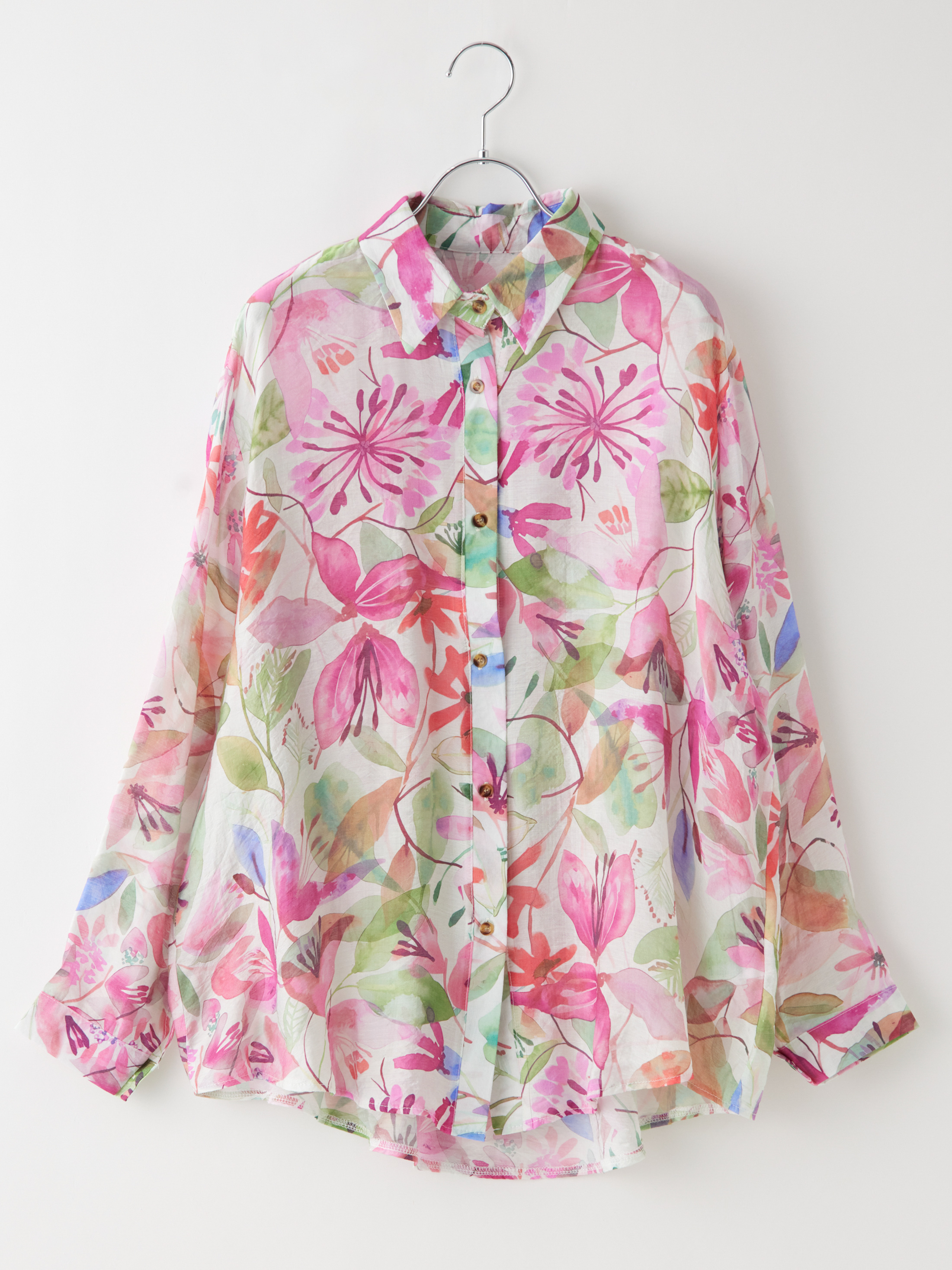 【2/15LIVE】水彩フラワーシアーロングシャツ