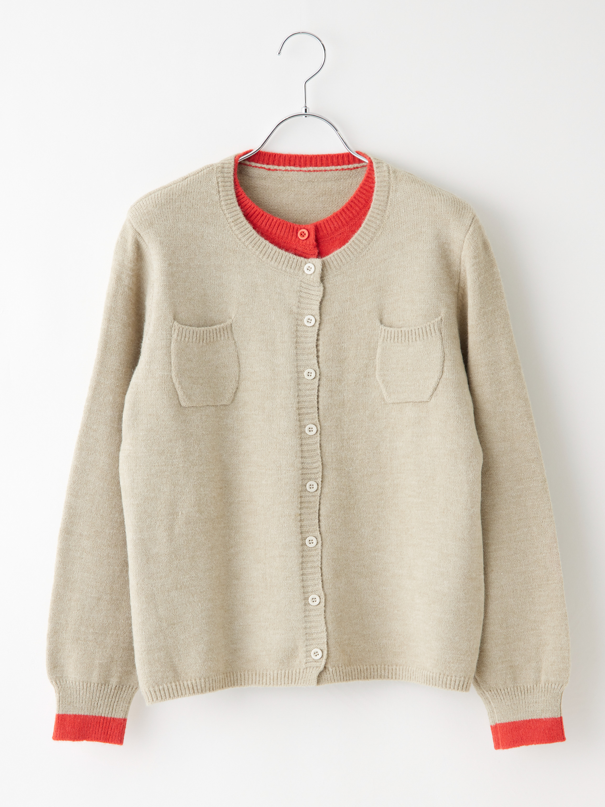 プチポケットレイヤード風バイカラーカーディガン la primavera online