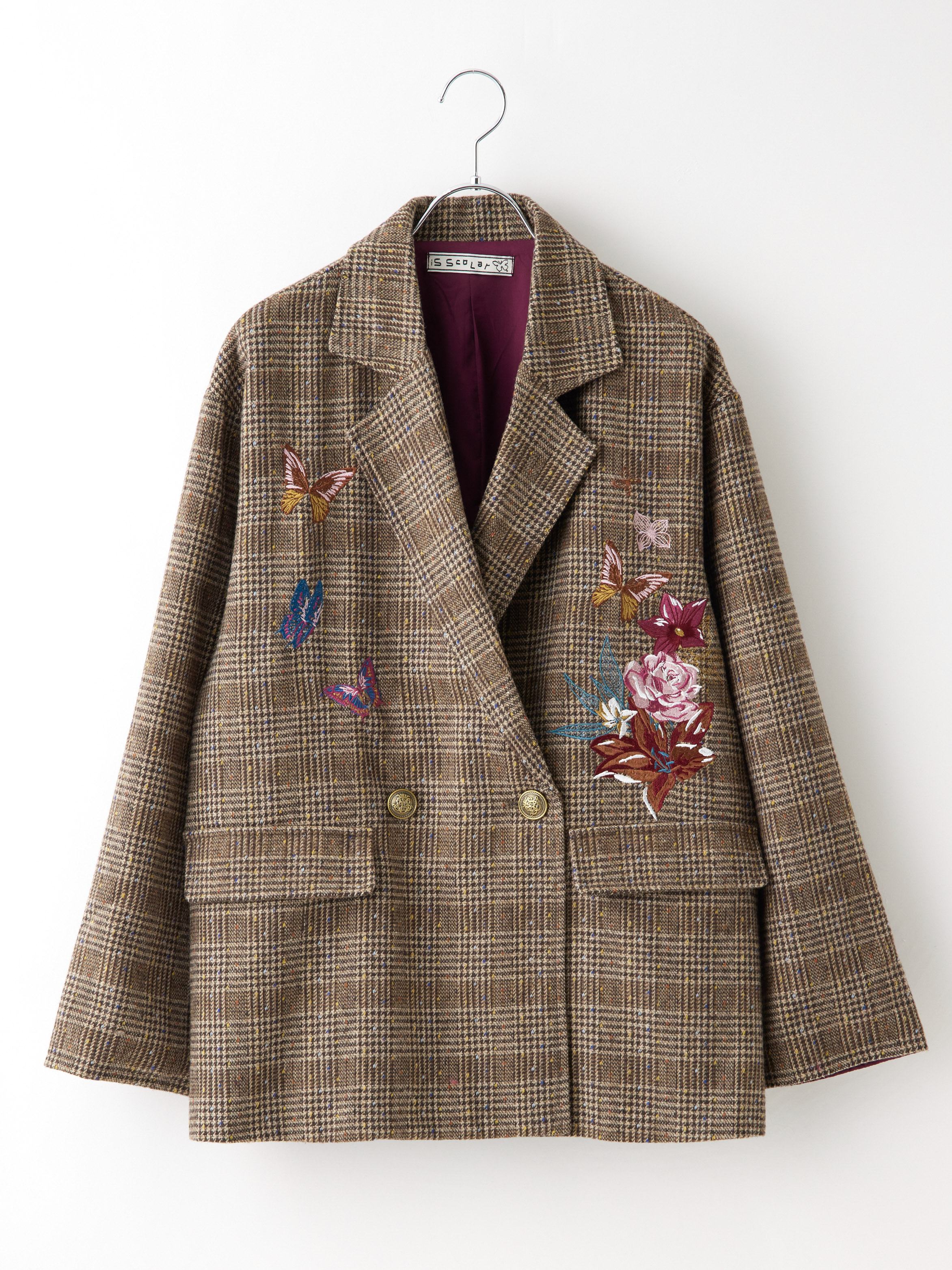 フラワー刺繍入り千鳥格子ビッグジャケット la primavera online store