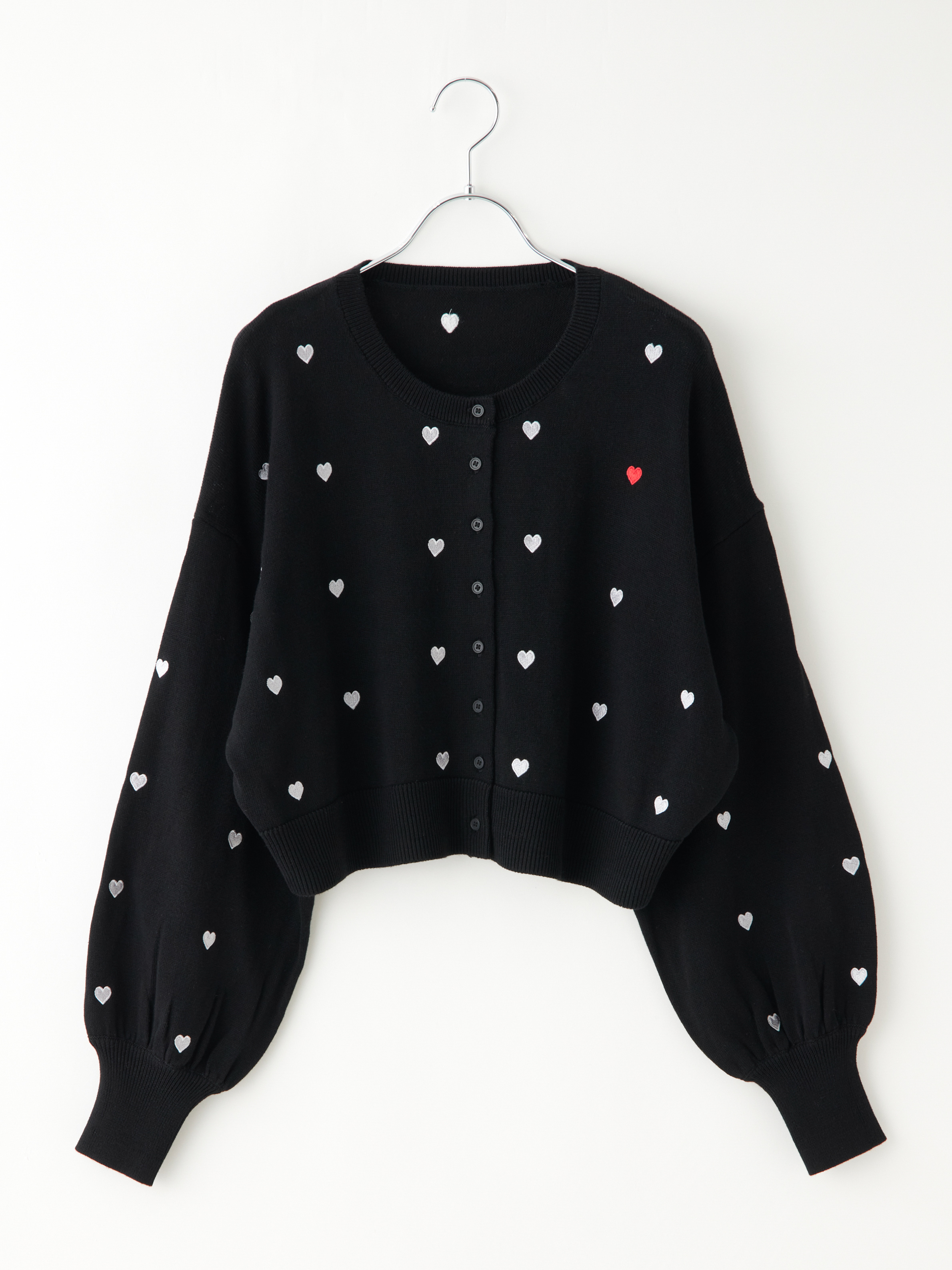 2/15LIVE】ハート刺繍クロップドニットカーディガン la primavera