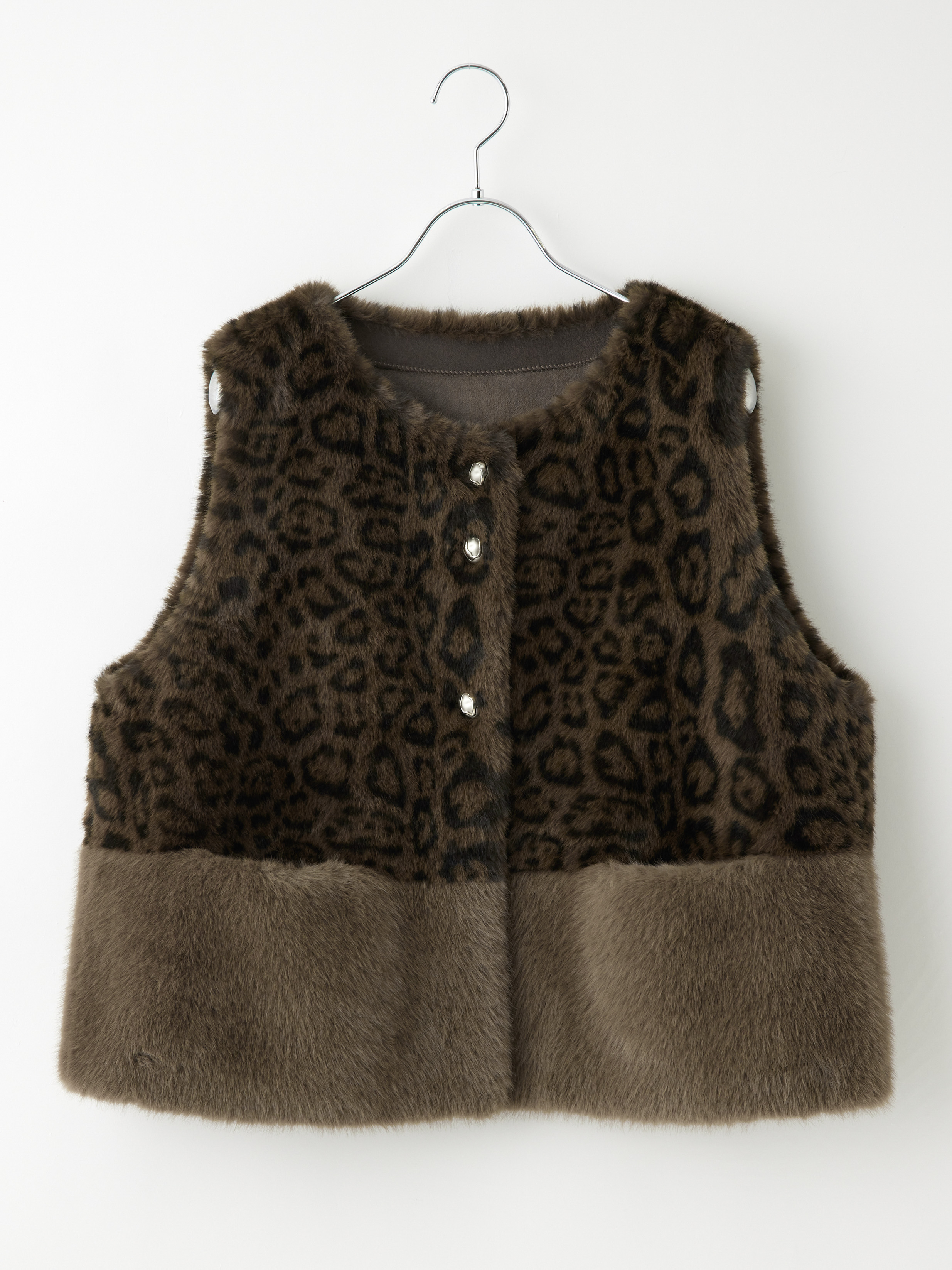 裾切り替えレオパードファーベスト la primavera online store