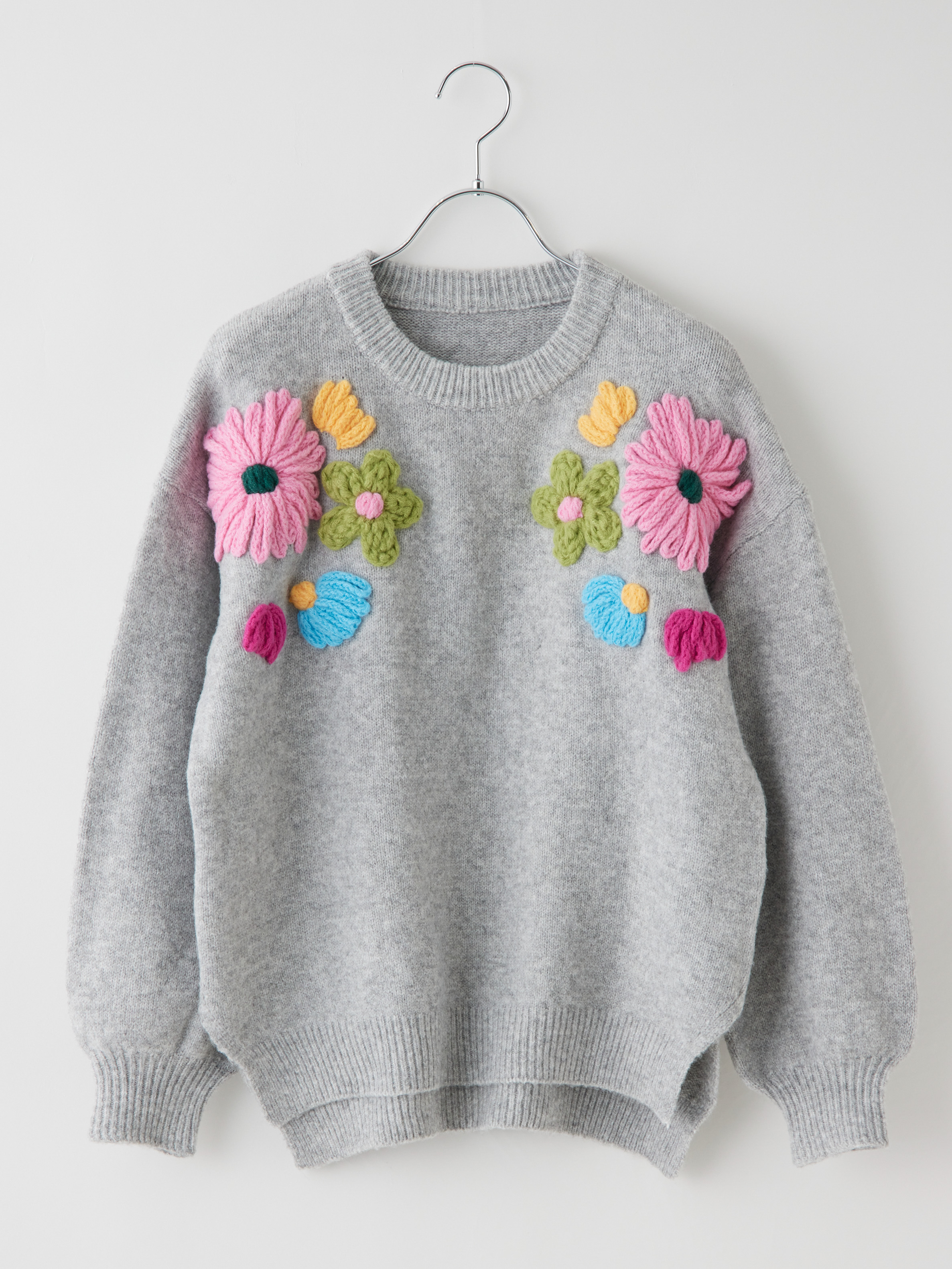 MADISONBLUE クルーネック ウール ニット 刺繍 立体フラワー刺繍クルーネックニット la primavera online store