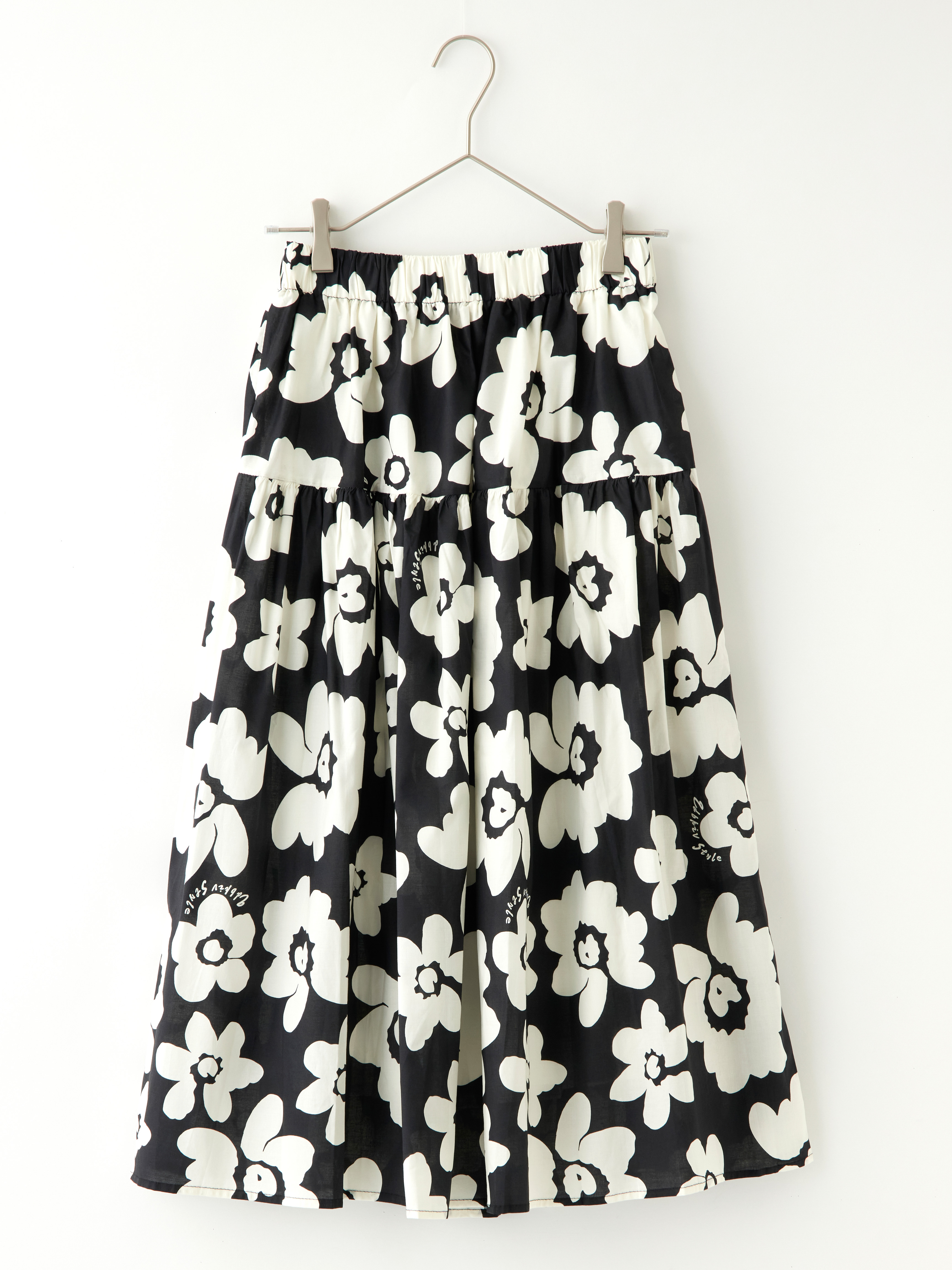 リラ♡ 格子 フラワー スカート モノトーンフラワースカート la primavera online store