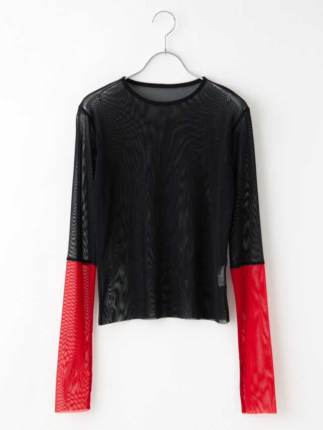 バイカラースリーブシアーカットソー