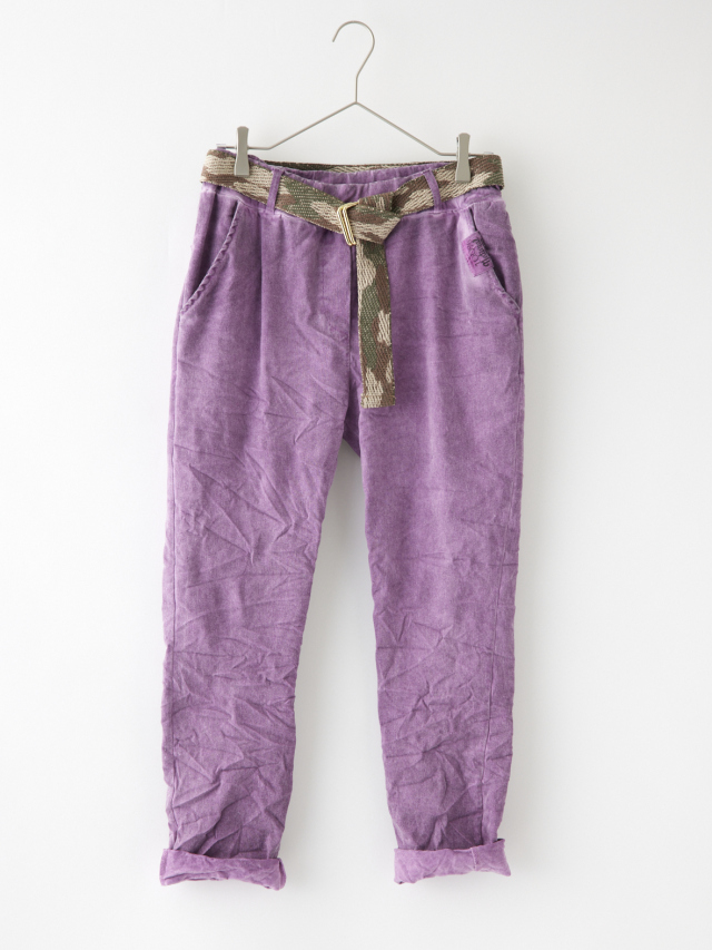 サファリカラーベルト付きストレッチイージーパンツ la primavera