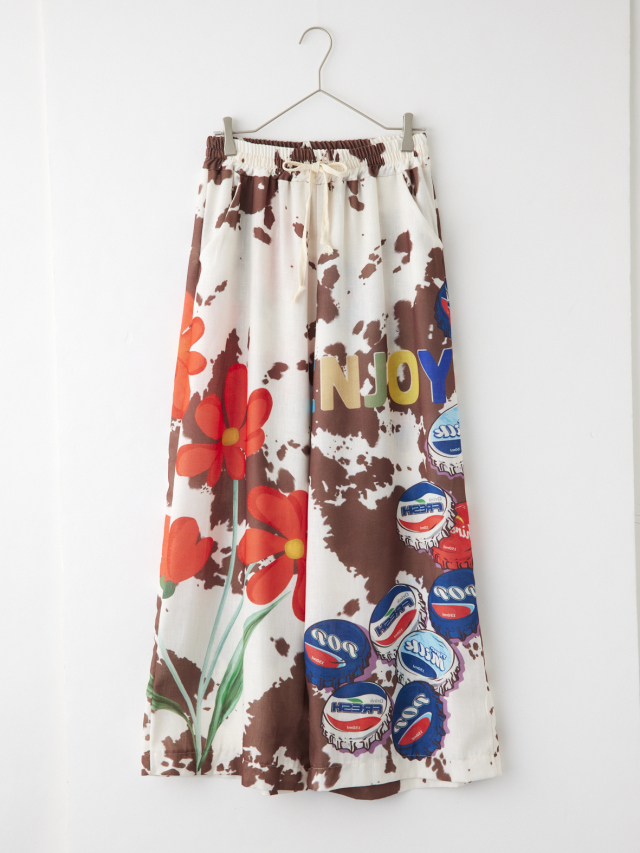 フラワーキャッププリントワイドパンツ