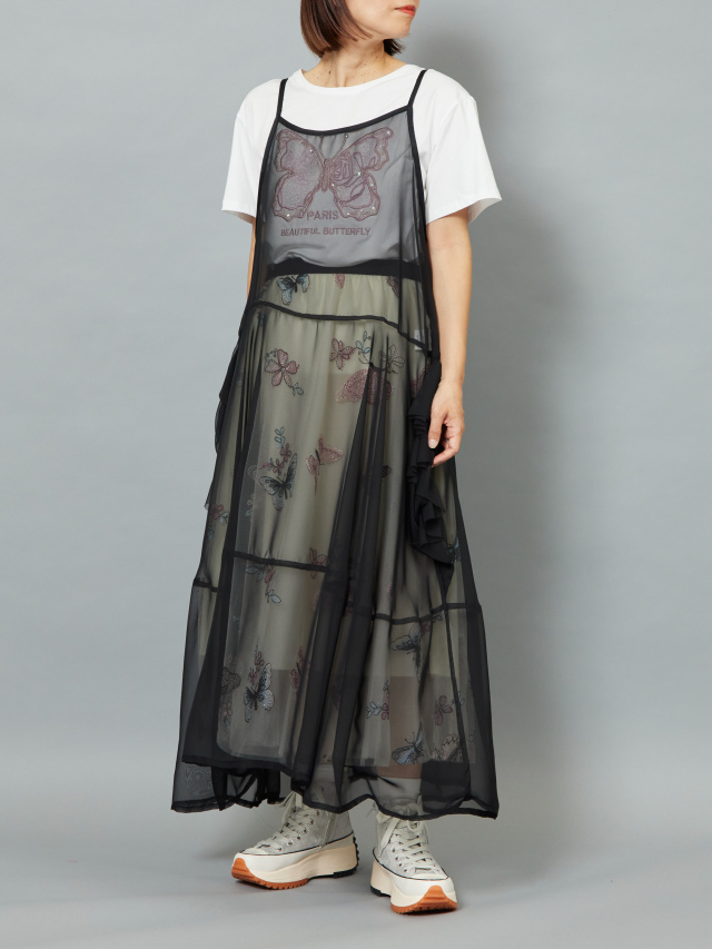 ビジュー付き蝶刺繍プリントTシャツ la primavera online store