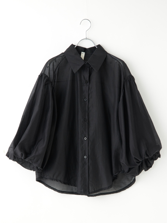 ボリューム袖シアーブラウス