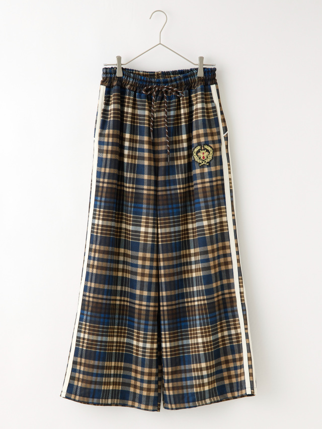 サイドライン入りチェックプリントパンツ