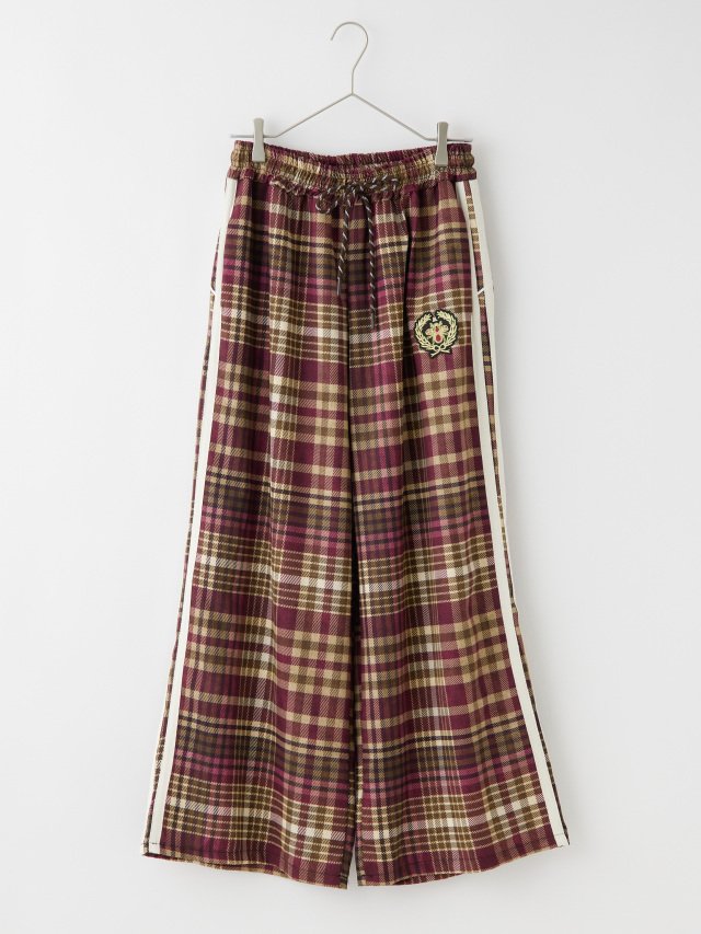 サイドライン入りチェックプリントパンツ