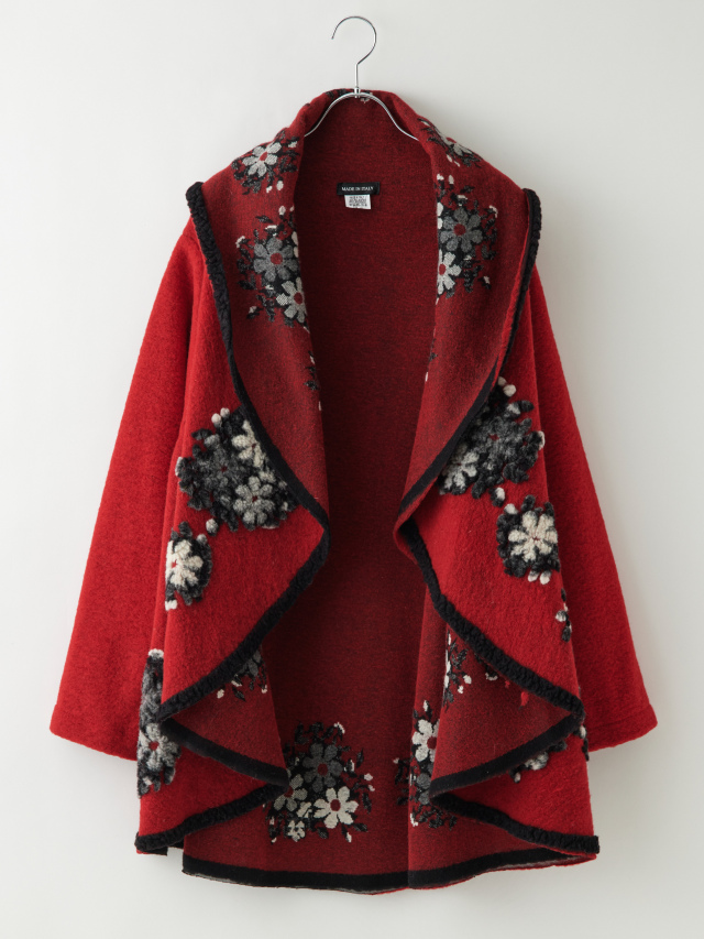フラワー刺繍圧縮ウールガウンコート la primavera online store