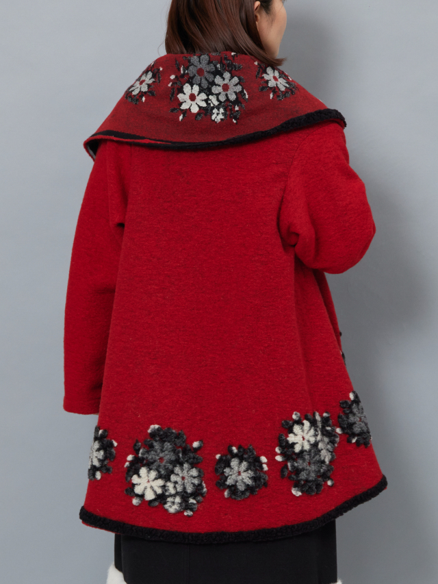 フラワー刺繍圧縮ウールガウンコート la primavera online store