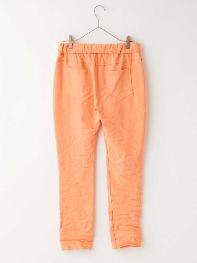 ダメージハート箔プリントシワ加工ストレッチパンツ la primavera