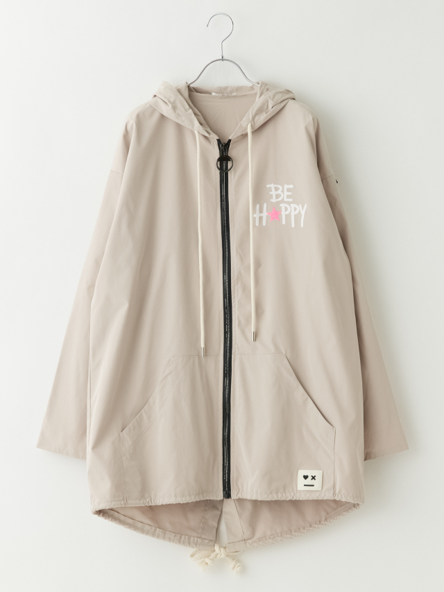 バックロゴジップアップロングブルゾン